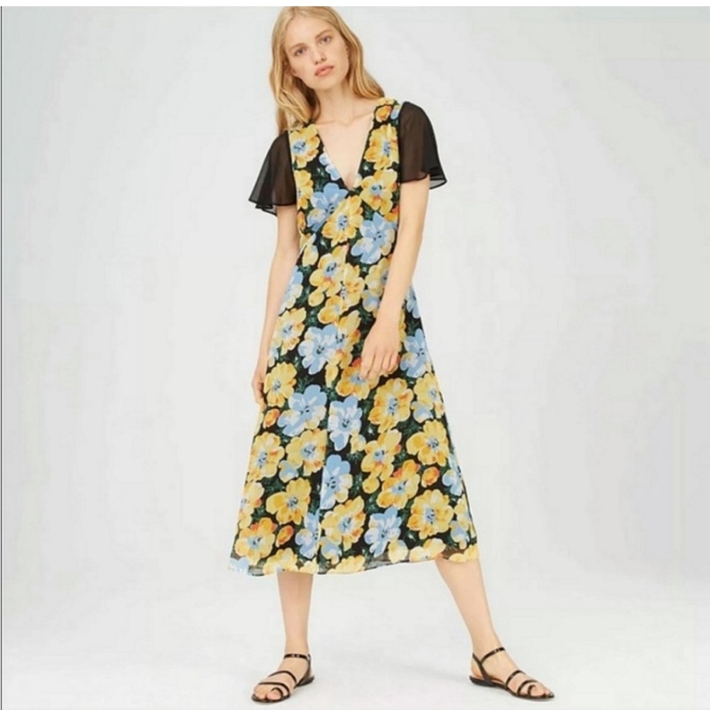 Club Monaco Coran Floral Midi Dress - Size 4